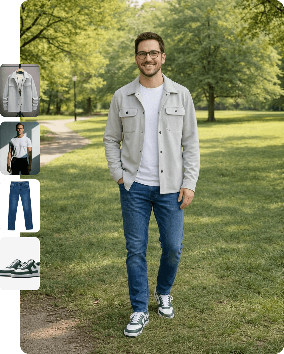 Generated look preview with selected garments